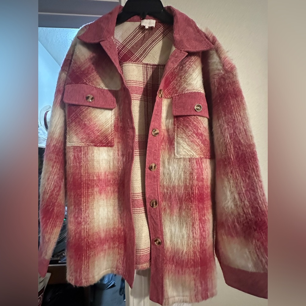 Park City Pink Plaid Shacket size small